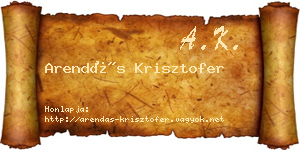Arendás Krisztofer névjegykártya